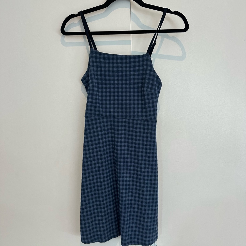 Blue Checkered Gingham Sleeveless Dress